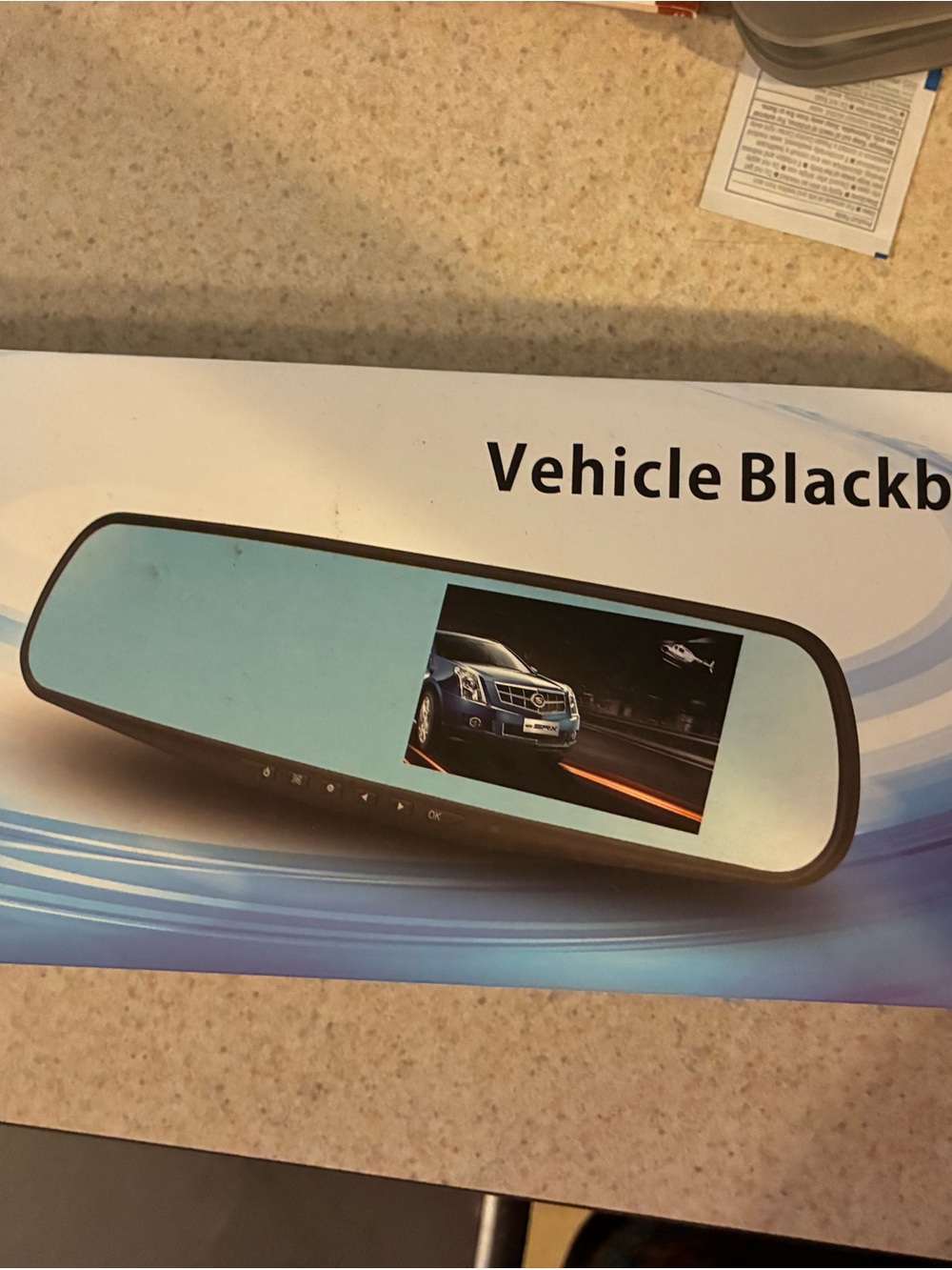 Vehicle Blackbox Rearview Mirror with Integrated Display - Black